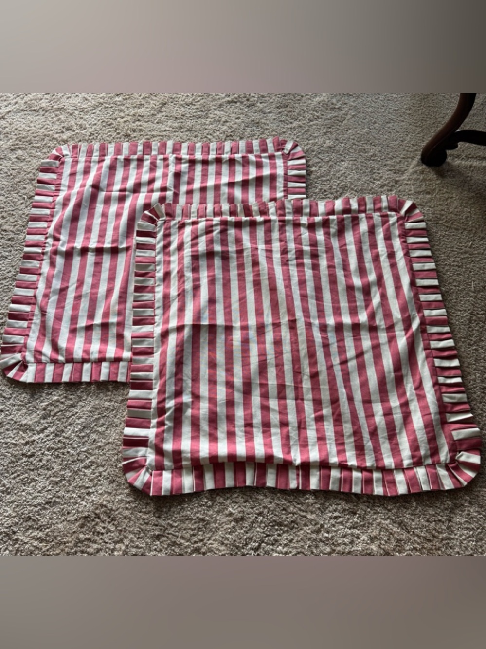 Croscill Euro Shams in Pink/White Stripe 100% Cotton